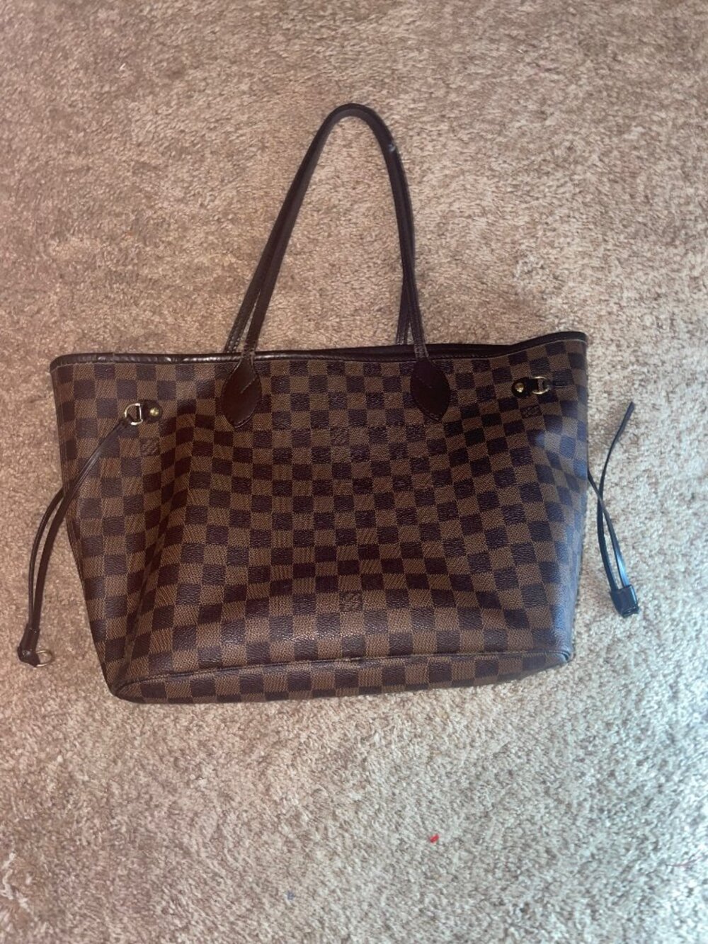 Louis Vuitton Neverfull MM Damier Ebene Red Interior Authentic